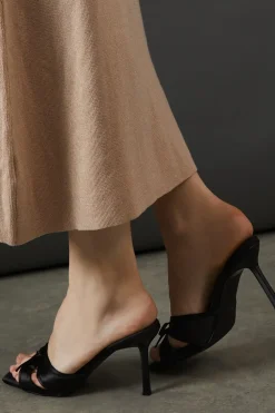 Faith: Bow Detail Satin High Heeled Mules
