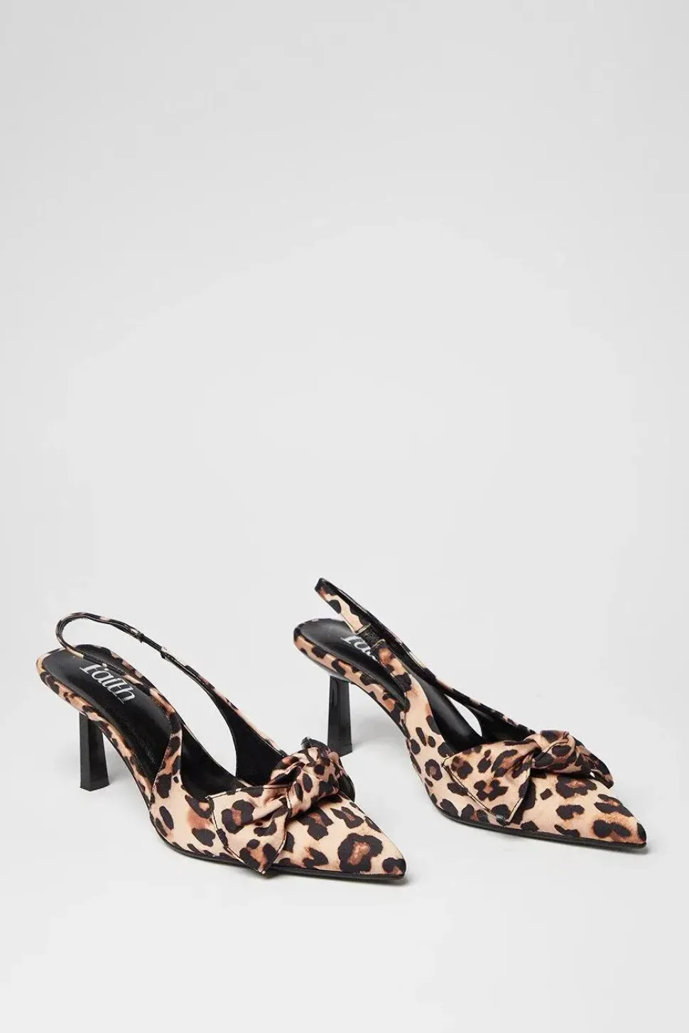 Faith: Cairo Bow Detail Slingback Kitten Heel Court Shoes
