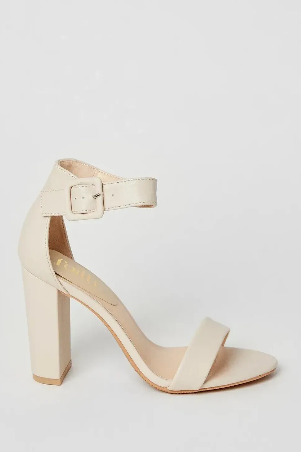 Faith: Camille Covered Buckle High Block Heeled Sandals