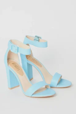 Faith: Camille Covered Buckle High Block Heeled Sandals