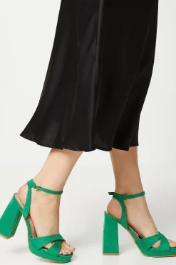 Faith: Cara Cross Strap High Block Heeled Sandals