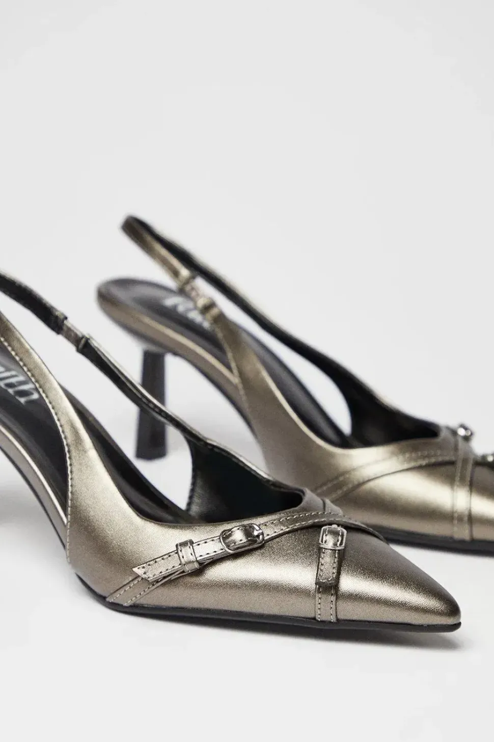 Faith: Casablanca Pointed Buckle Detail Slingback Stiletto Court Shoes