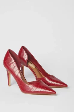 Faith: Cece Croc Print High Stiletto Court Shoes