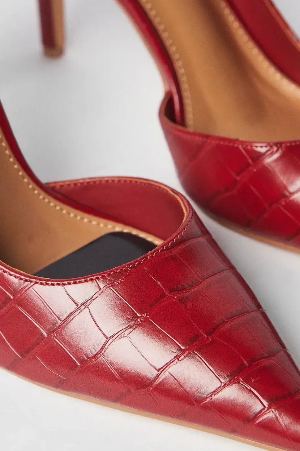 Faith: Cece Croc Print High Stiletto Court Shoes