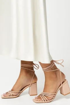 Faith: Celeste Spaghetti Strap Lace-up Block Heeled Sandals