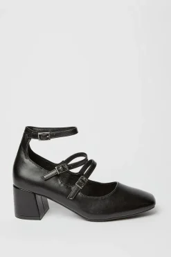 Faith: Chantelle Square Toe Strappy Mary Jane Court Shoes