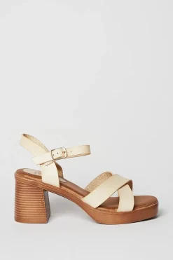 Faith: Christen Cross Strap Block Heel Platform Sandals