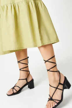 Faith: Connie Spaghetti Strap Medium Block Heel Sandals