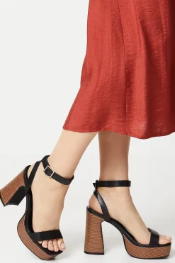 Faith: Ebony High Platform Heeled Sandals