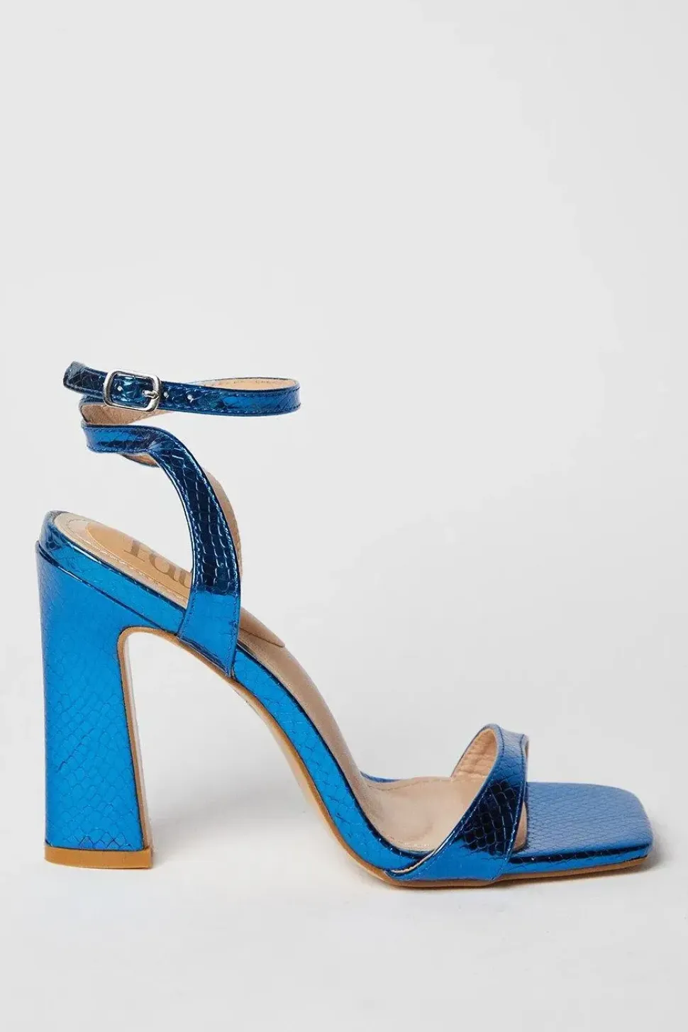 Faith: Elijah Metallic High Block Heeled Sandals