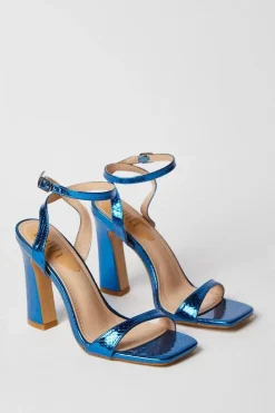 Faith: Elijah Metallic High Block Heeled Sandals