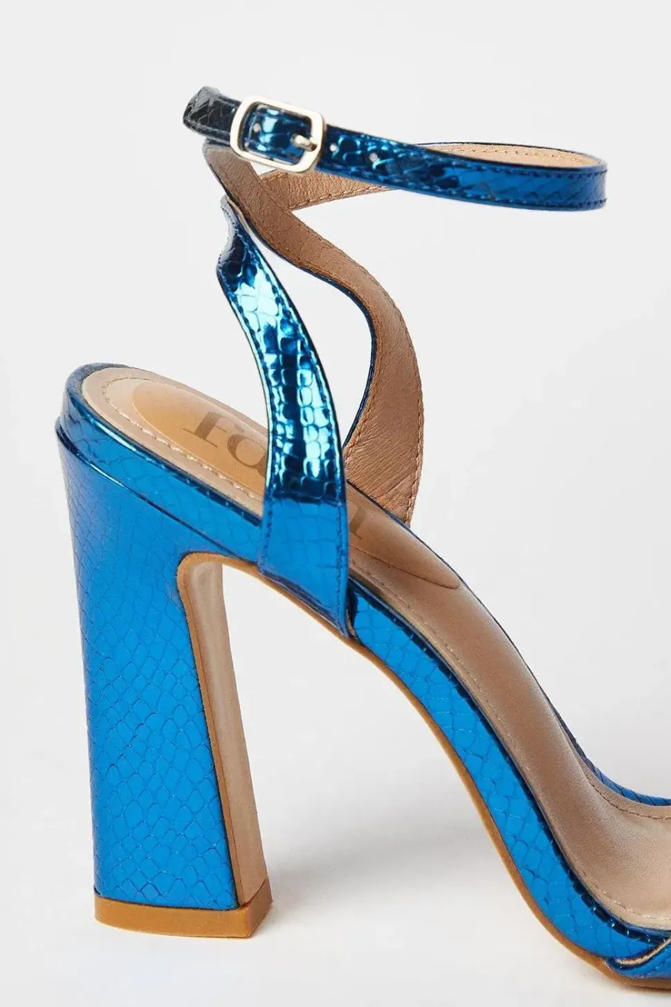 Faith: Elijah Metallic High Block Heeled Sandals