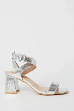 Faith: Emilie Covered Buckle High Block Heeled Sandals