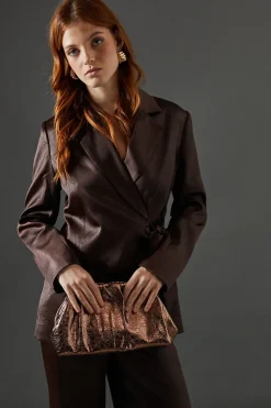 Faith: Faux Leather Ruched Clutch Bag