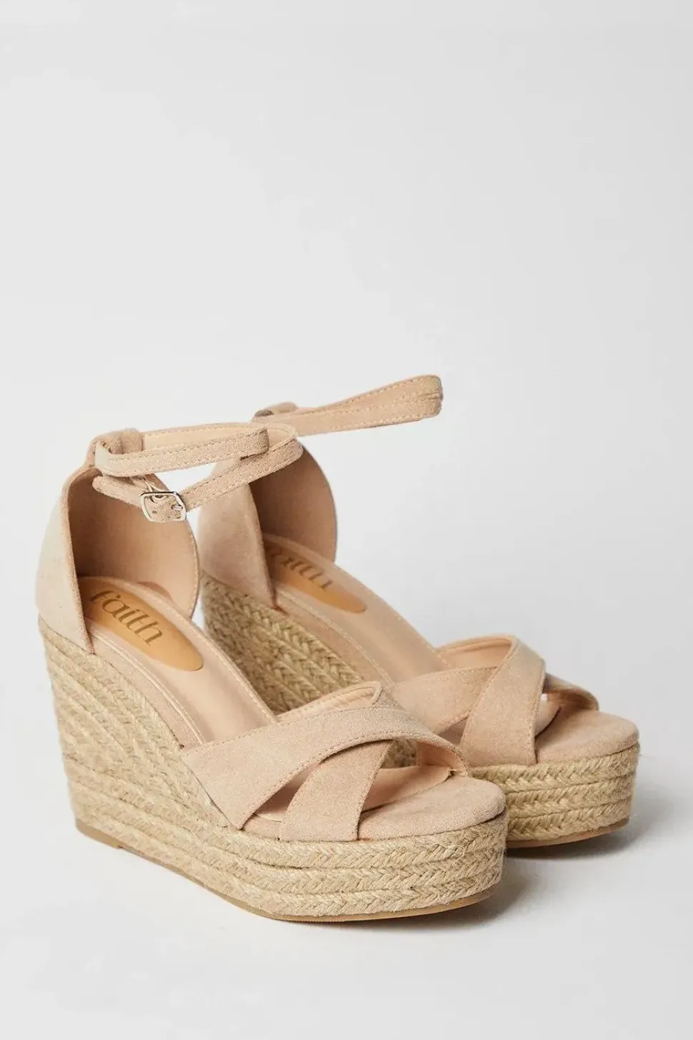 Faith: Heaven Cross Strap High Espadrille Wedge Sandals