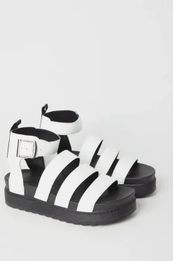 Faith: Honour Multi Strap Footbed Chunky Wedge Sandals