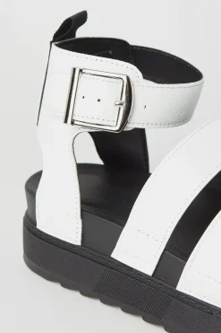 Faith: Honour Multi Strap Footbed Chunky Wedge Sandals