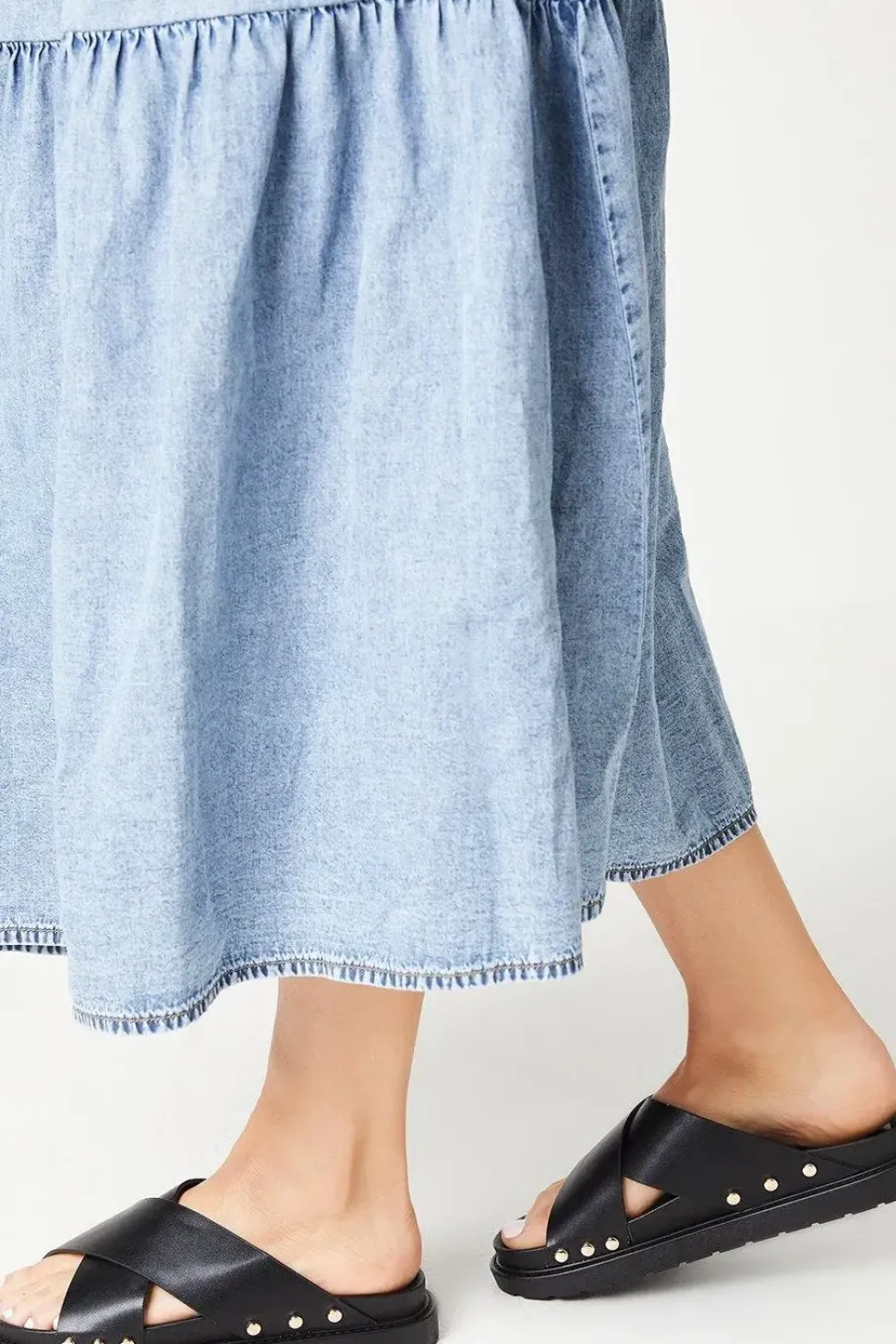 Faith: Hunter Cross Strap Studded Footbed Slider Sandals