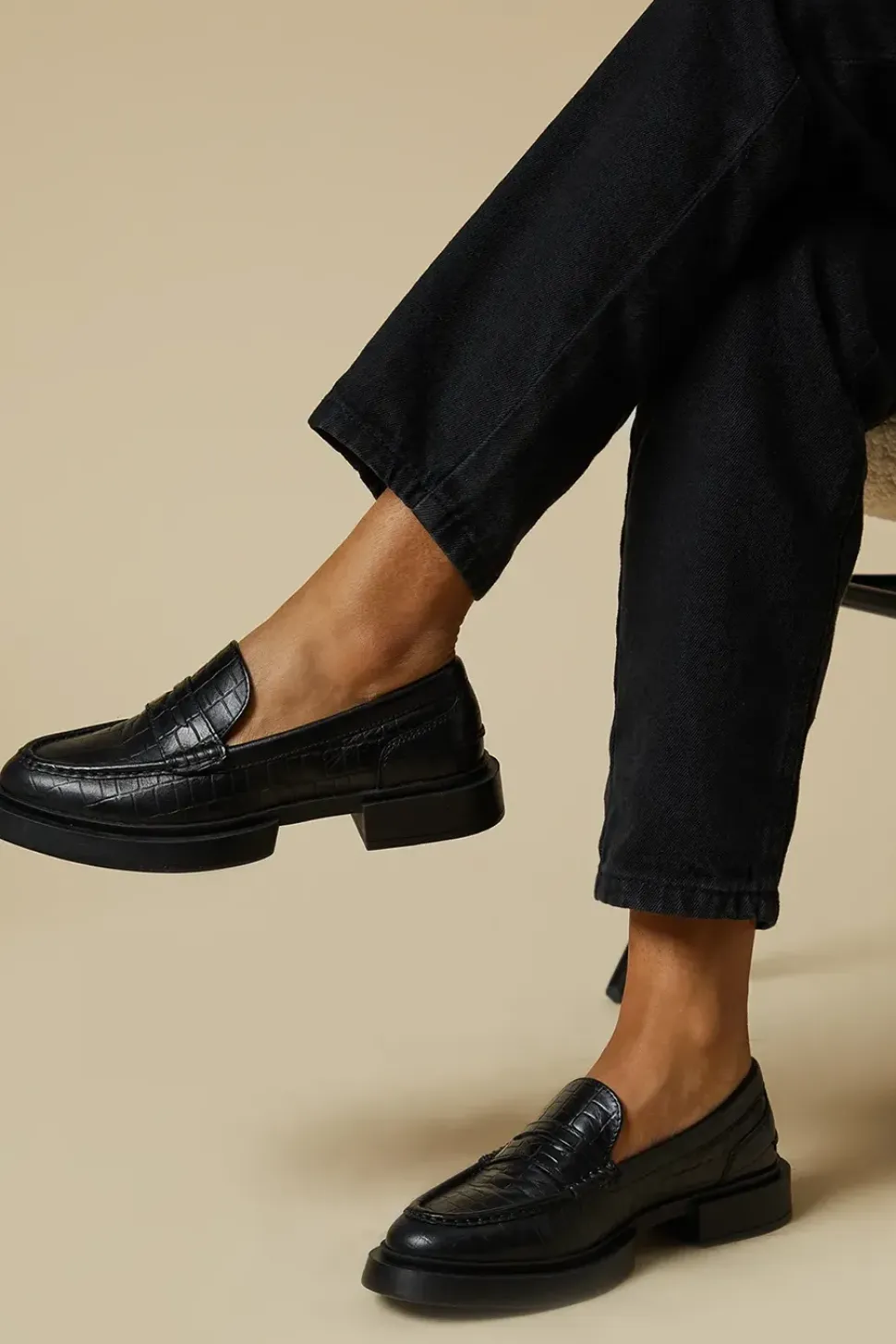 Faith: Leather Croc Print Chunky Penny Loafer