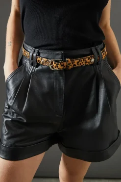 Faith: Leather Leopard Print Stud Belt