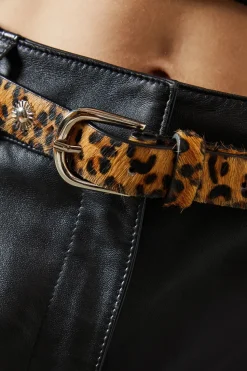 Faith: Leather Leopard Print Stud Belt