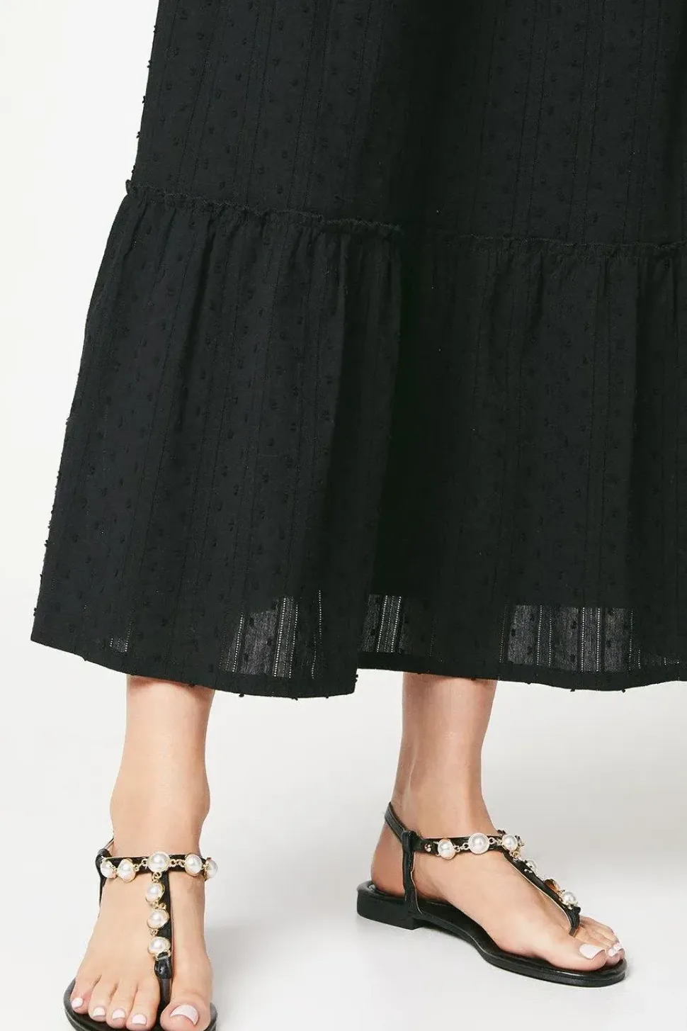 Faith: Maple Pearl Effect T Bar Flat Sandals