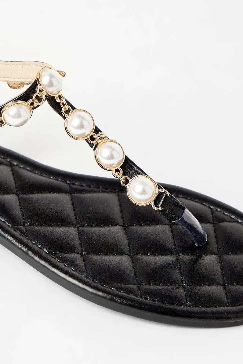 Faith: Maple Pearl Effect T Bar Flat Sandals