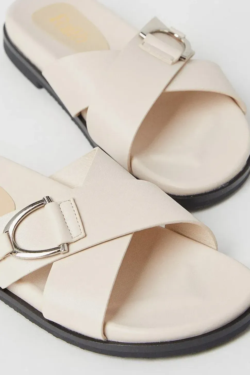 Faith: Mara Metal Detail Slider Footbed Sandals