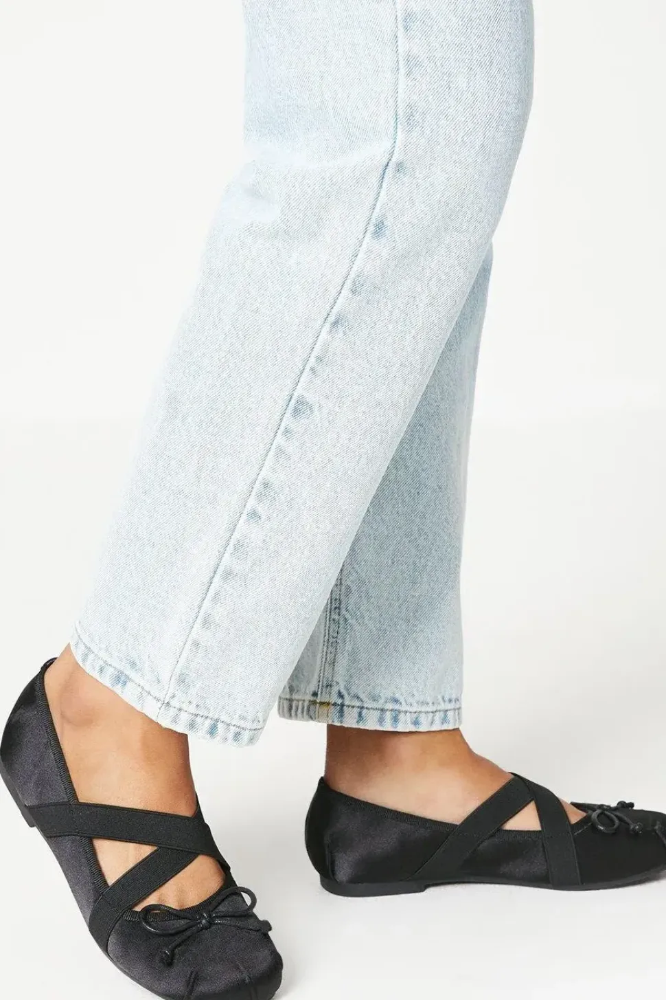 Faith: Margo Satin Bow Cross Strap Ballet Pumps
