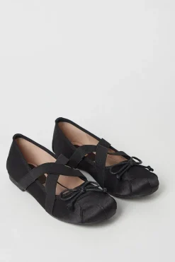 Faith: Margo Satin Bow Cross Strap Ballet Pumps