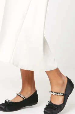 Faith: Martha Satin Bow Jeweled Mary Jane Ballet Pumps