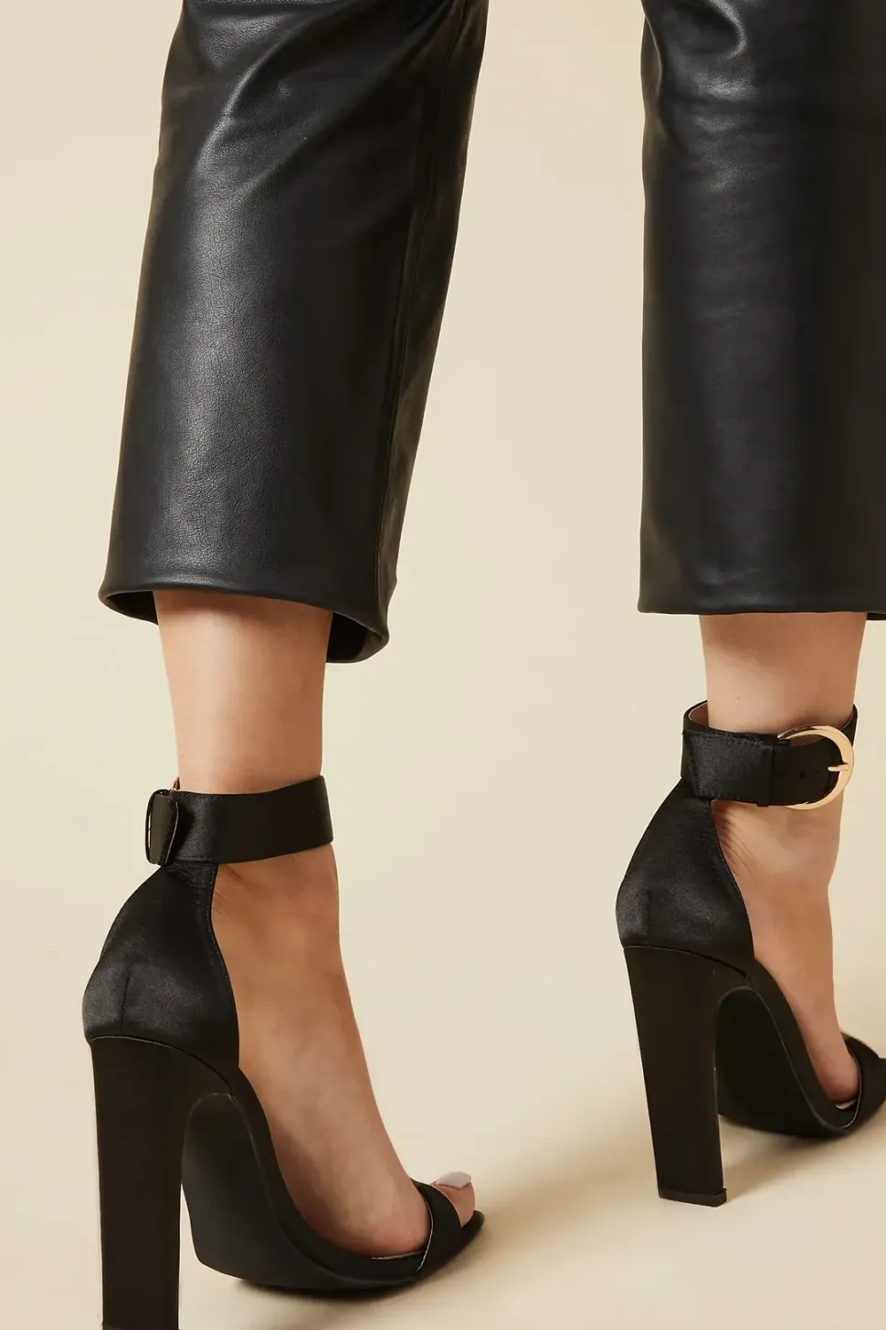 Faith: Mary Buckle Satin High Heeled Sandal