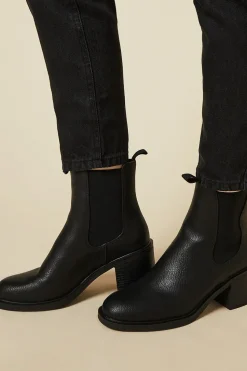 Faith: Mila Faux Leather Medium Heel Chelsea Boots