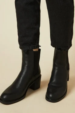 Faith: Mila Faux Leather Medium Heel Chelsea Boots