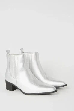 Faith: Milli Metallic Covered Gusset Western Cowboy Ankle Boots