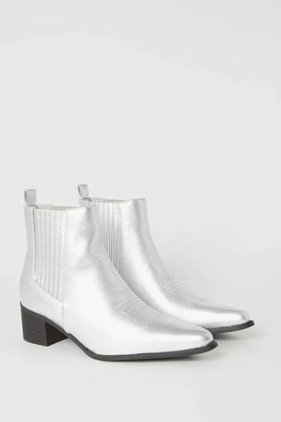 Faith: Milli Metallic Covered Gusset Western Cowboy Ankle Boots