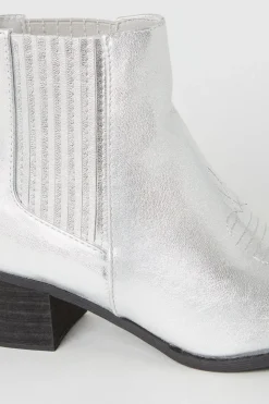 Faith: Milli Metallic Covered Gusset Western Cowboy Ankle Boots