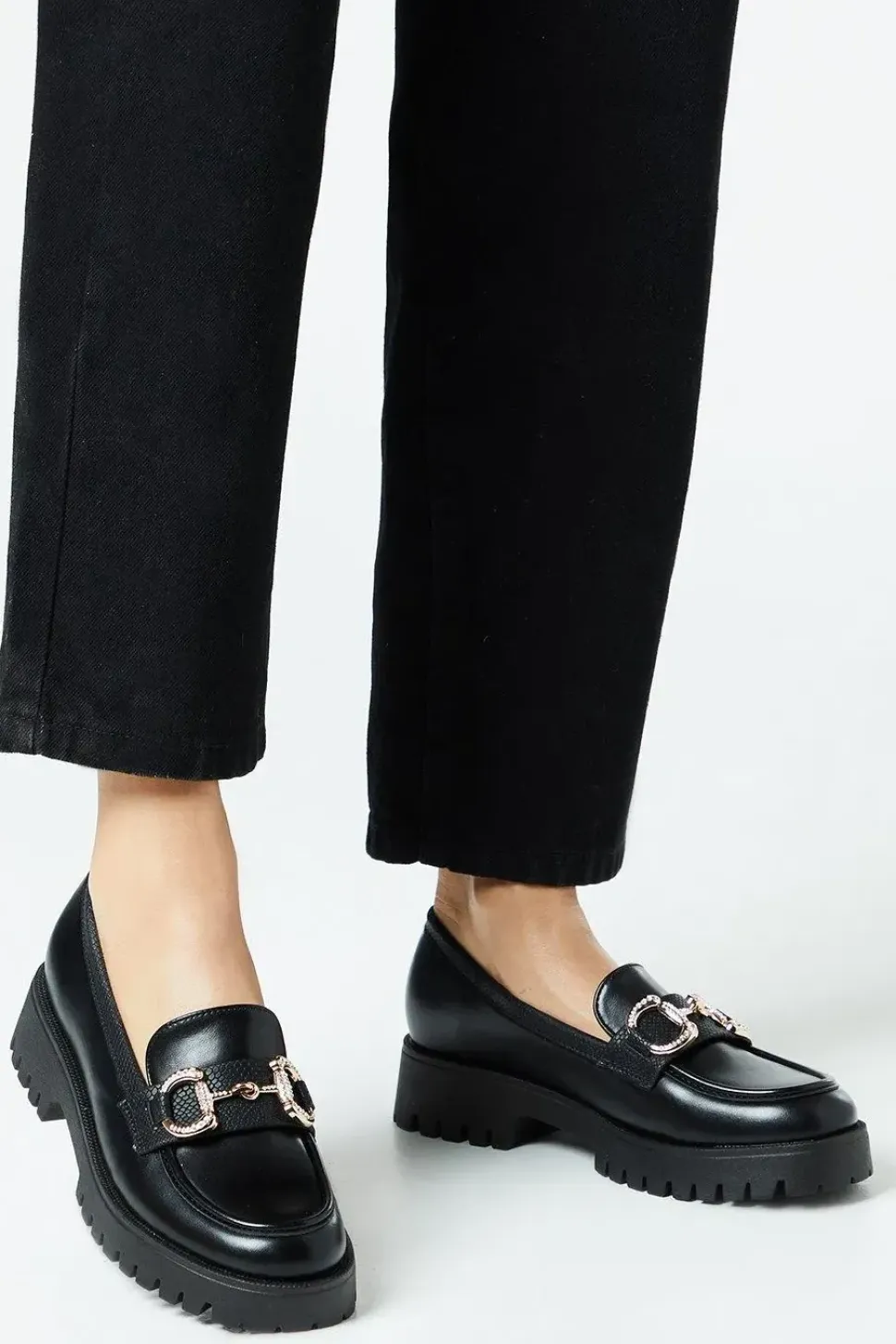 Faith: Nix Chunky Diamante Snaffle Loafers