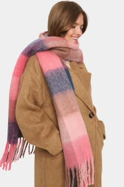 Falberta Checkered Fringe Scarf-Checked
