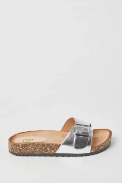 Farris Metallic Buckle Strap Footbed Slider Sandals