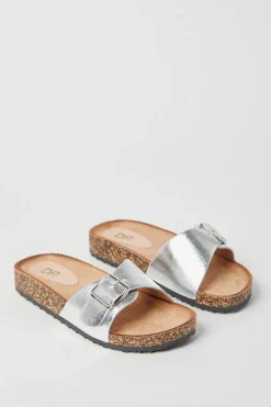 Farris Metallic Buckle Strap Footbed Slider Sandals
