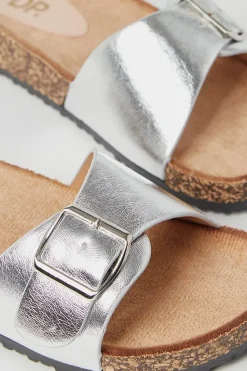 Farris Metallic Buckle Strap Footbed Slider Sandals