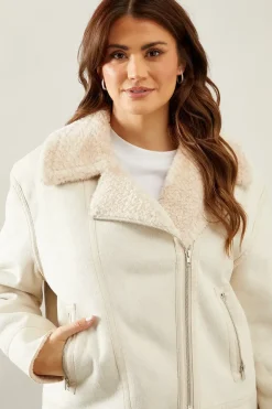 Faux Fur Bonded Lined Biker Jacket