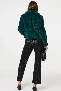 Faux Fur Cropped Long Sleeve Jacket