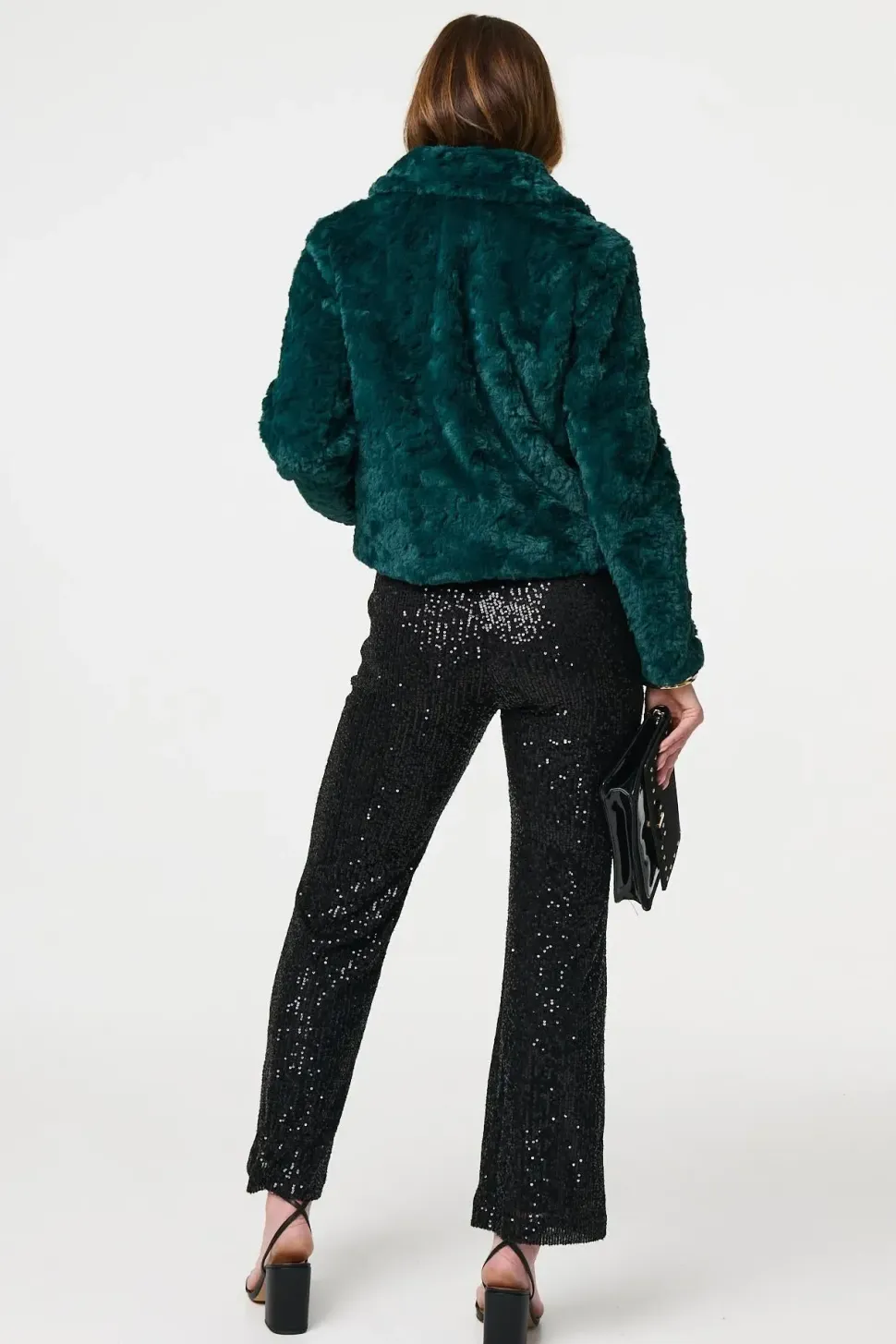 Faux Fur Cropped Long Sleeve Jacket