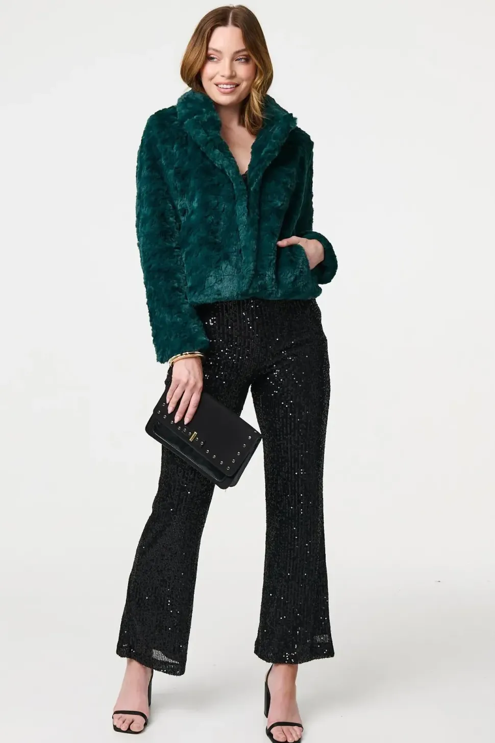 Faux Fur Cropped Long Sleeve Jacket