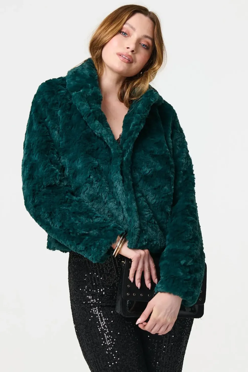 Faux Fur Cropped Long Sleeve Jacket
