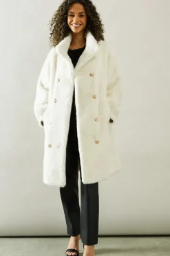 Faux Fur Double breasted Coat