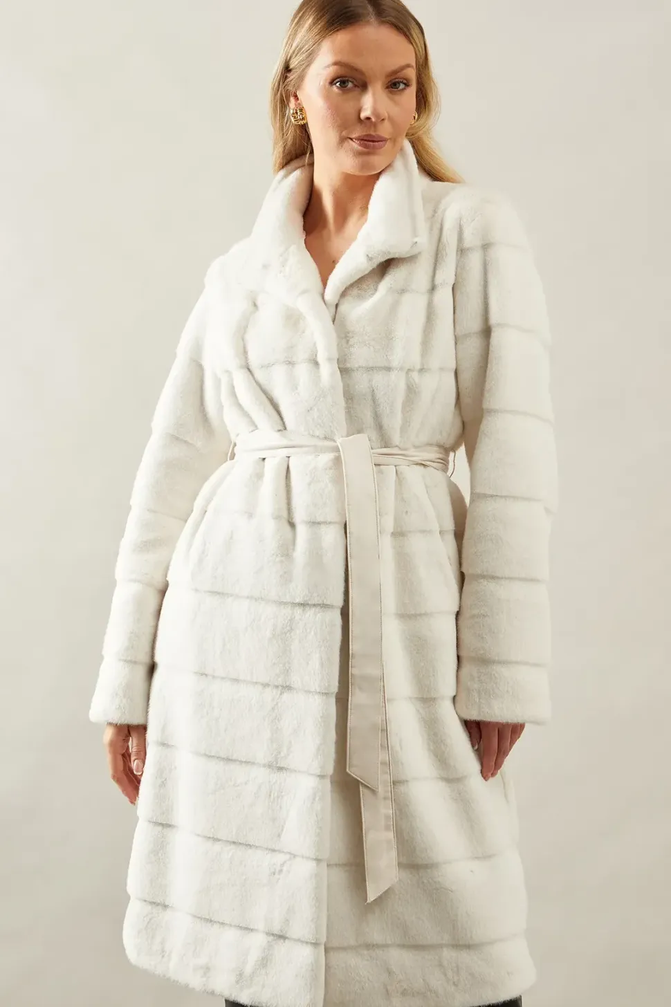 Faux Fur Funnel Neck Coat