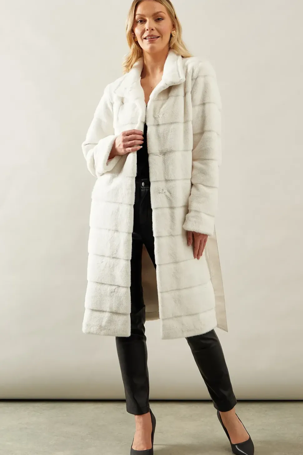 Faux Fur Funnel Neck Coat